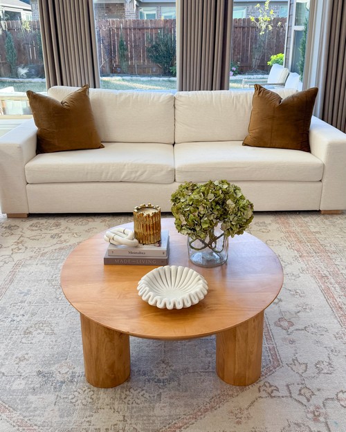 Calhoun Round Wood Coffee Table- SFV9705A-Living Room